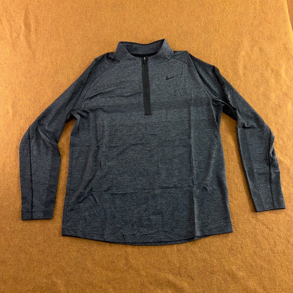 Nike Mens Large Gray Dri-FIT Heathered Quarter Zip Pullover